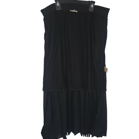 Max Studio Black Pleated Maxi Skirt XL 100% Polyester Elastic Waistband Lined Wo - Picture 5 of 5